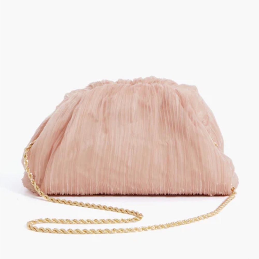 Loeffler Randall Blush Pleated Clutch with Gold Chain